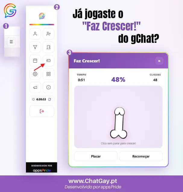 Jogo Faz Crescer disponível no menu de jogos do gChat
