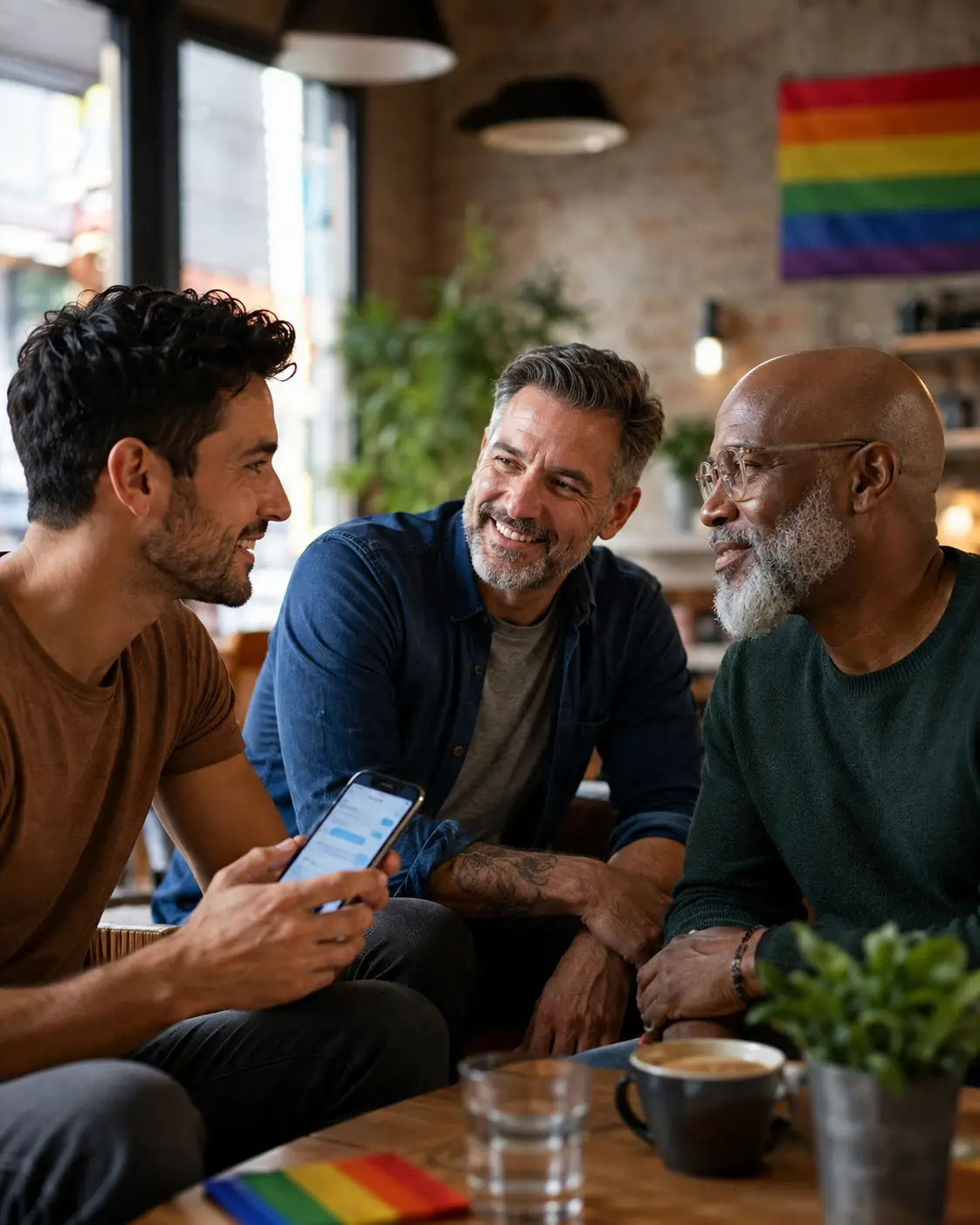 Homens adultos de diferentes idades a criar novas ligações sociais